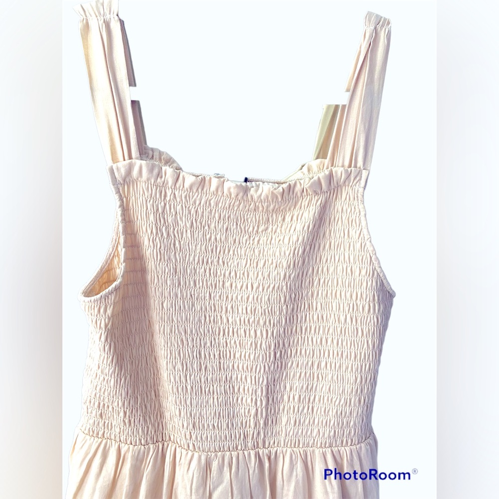 Wild Fable Beige Sleeveless Tiered Smocked Dress size large - Picture 5 of 7